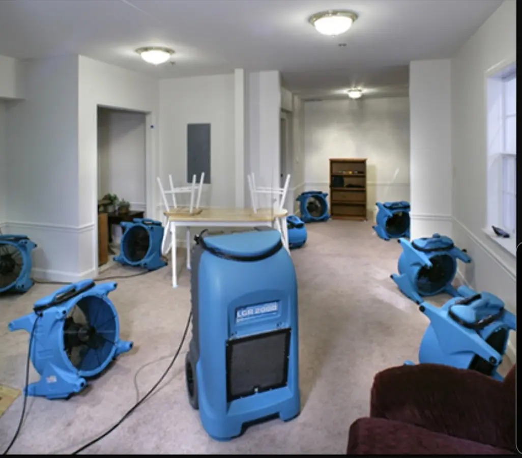 Air movers and dehumidifier setup for Water Extraction & Removal in Mesquite
